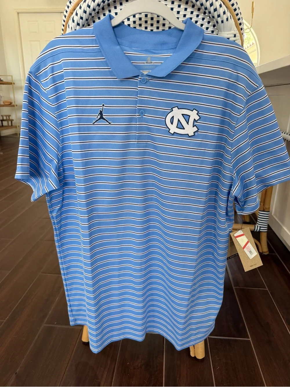 NWT Jordan UNC North Carolina Tar Heels Primetime Victory Striped Polo Men’s XL